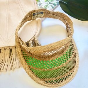 Vintage Palm Springs straw green visor golfing